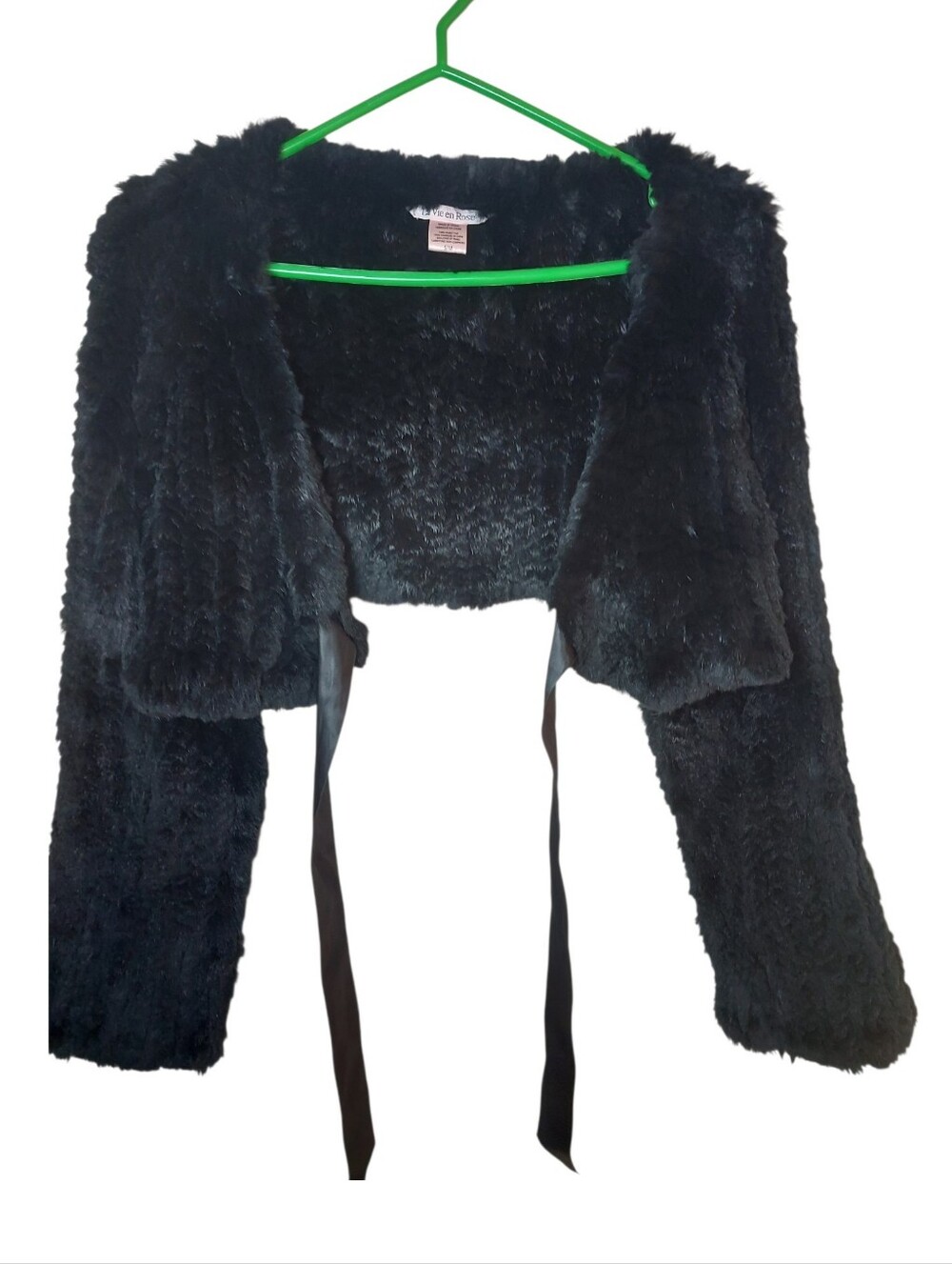 Rare Vintage Y2K La Vie En Rose Black 100% Rabbit Fur Shrug